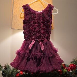 Popatu Burgundy Rosette Dress